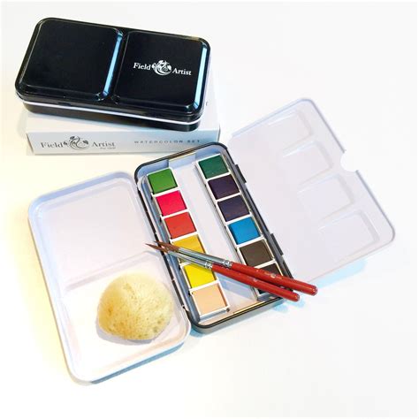 professional compact travel watercolor metal field box|watercolor traveling sets.